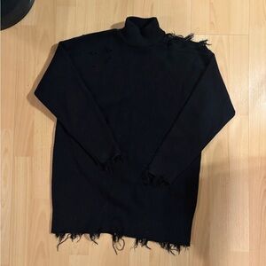 Forever 21 Distressed Black Turtleneck Sweater
